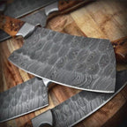 7-Piece Handmade Damascus Steel Chef Knife Set | Olive Wood Handle | Professional Kitchen Knives with Leather Roll Bag