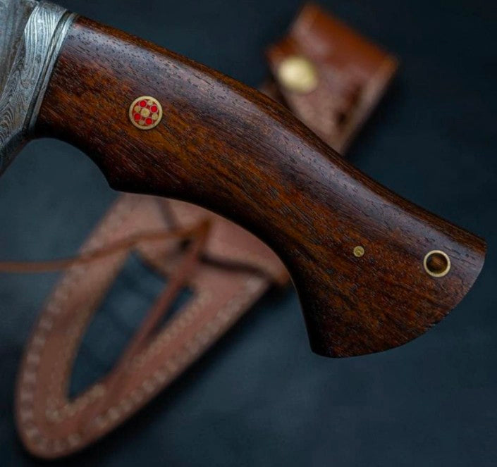 Hand-Forged 512-Layer Damascus Outdoor Knife with Walnut Handle