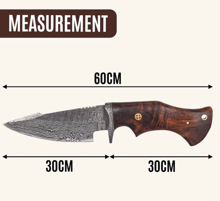 Hand-Forged 512-Layer Damascus Outdoor Knife with Walnut Handle